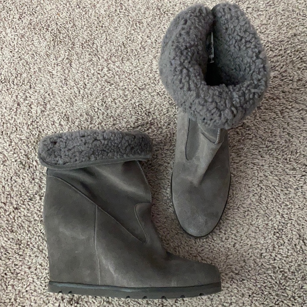 UGG Grey Suede Wedge Boots